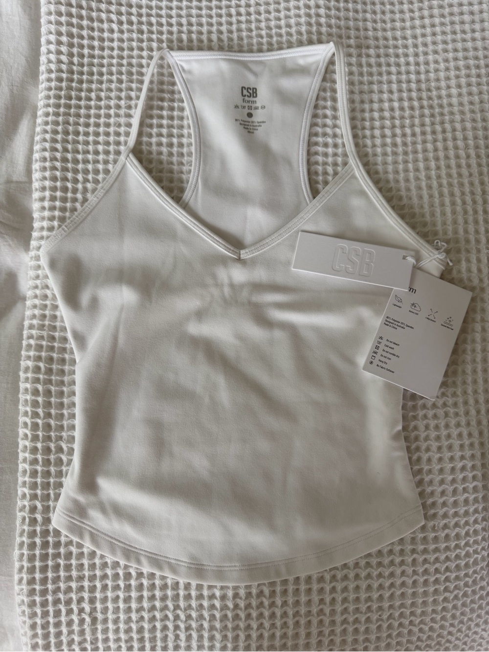 CSB Form Leisure White Tank Top, NWT